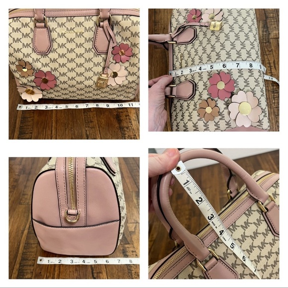 Michael Kors Bag Floral Appliqué Mercer Medium Duffel Natural pink gold hardware - Picture 17 of 17